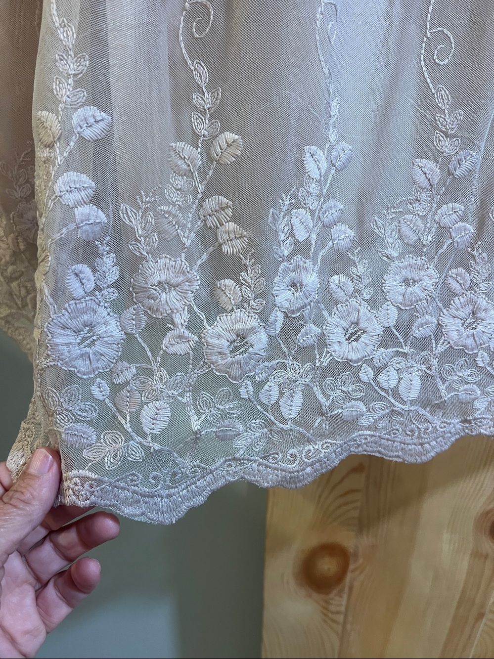 Cato Blush Sheer Embroidered lace Peasant Blouse size x large - Picture 8 of 9
